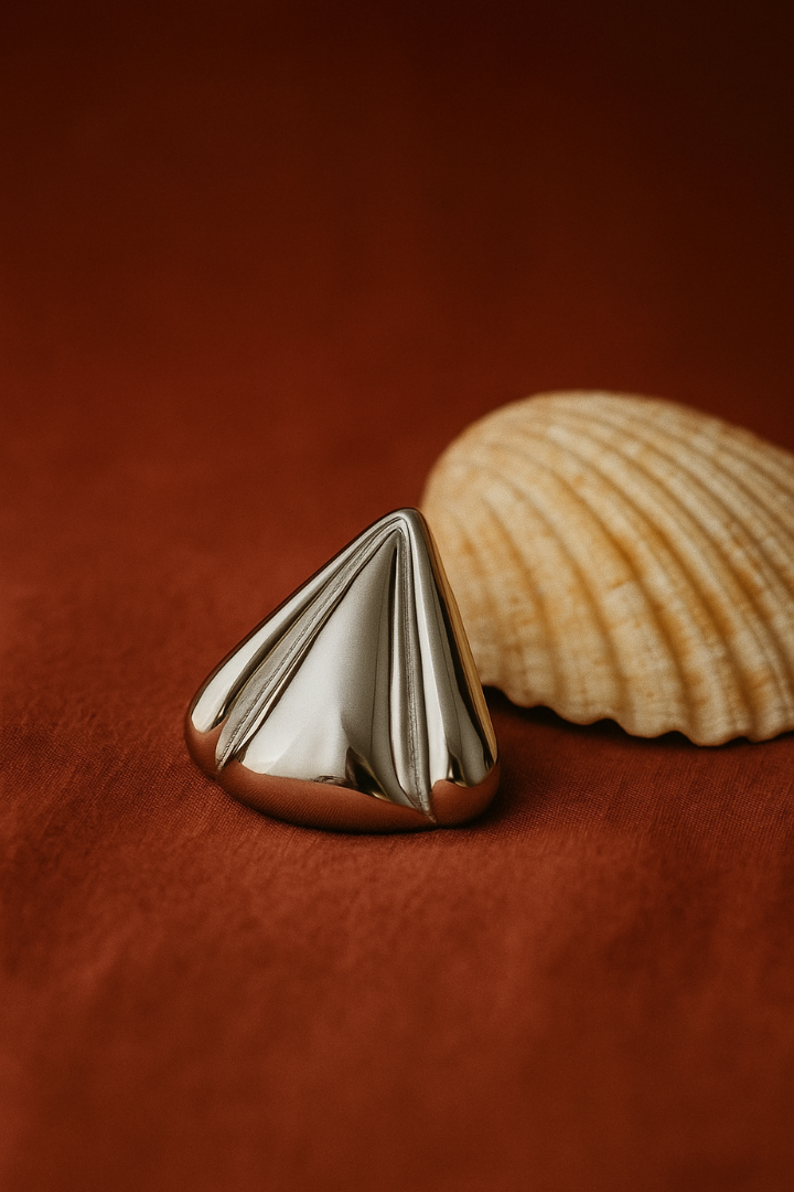Vintage Triangle Shell Earrings - Steel