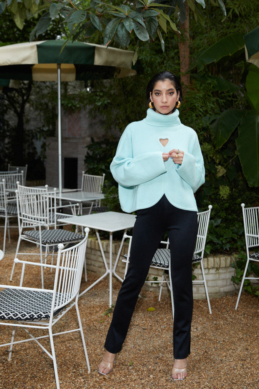 超彈力高腰長褲 - 黑色