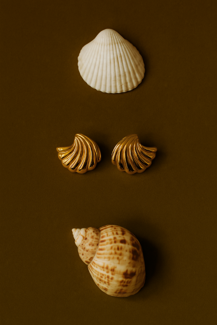 Vintage shell earrings - Gold plated