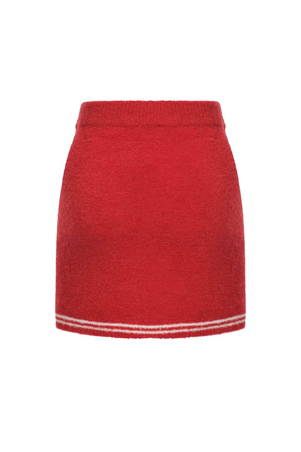 Boucle Knit Mini Skirt - Cherry Red
