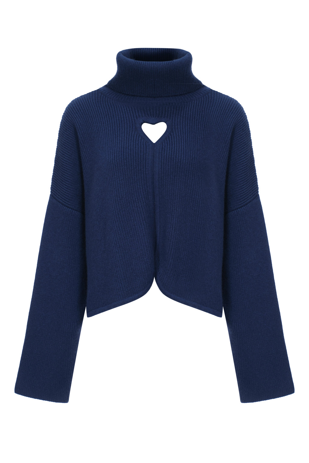 Pure cashmere sweater with heart cutout - midnight blue
