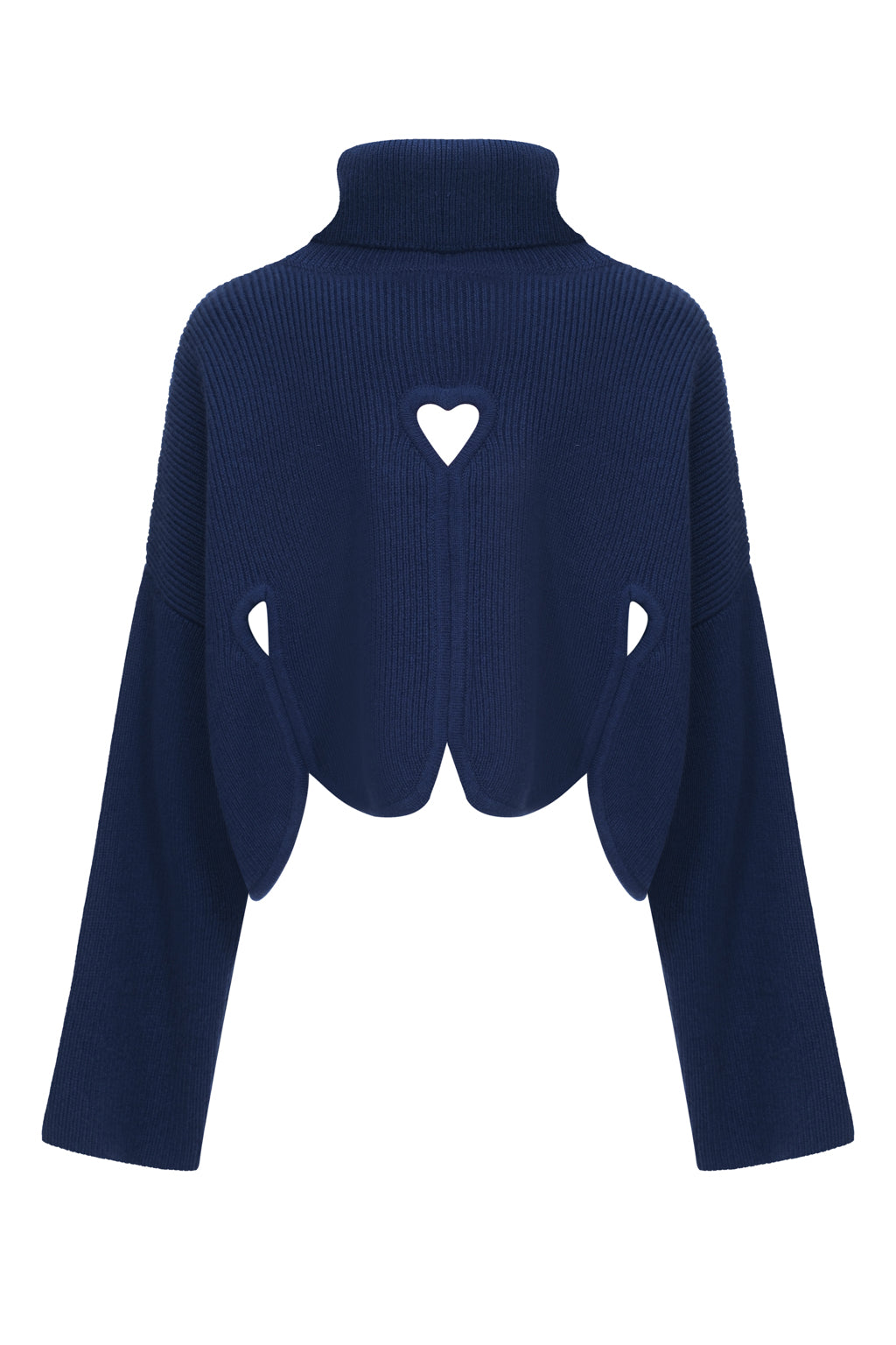 Pure cashmere sweater with heart cutout - midnight blue