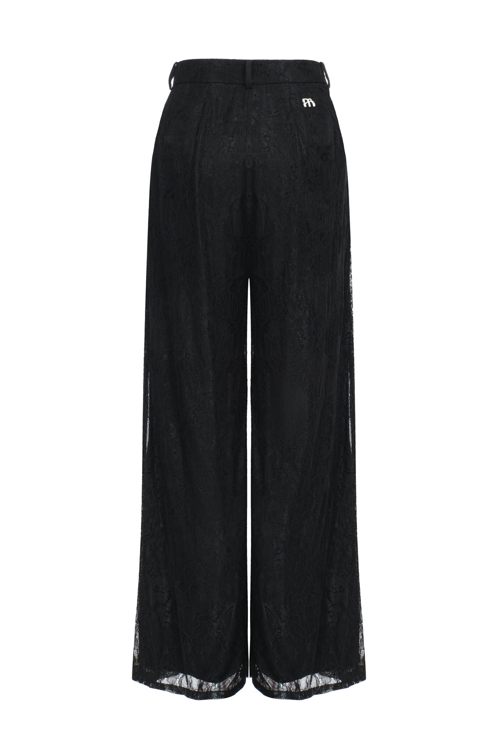 High-Waisted Wide Leg Lace Pants - Black