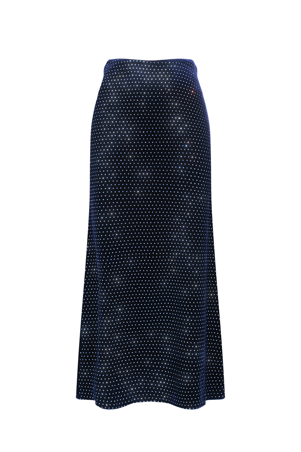 水晶天鵝絨中長半身裙 - 藍色