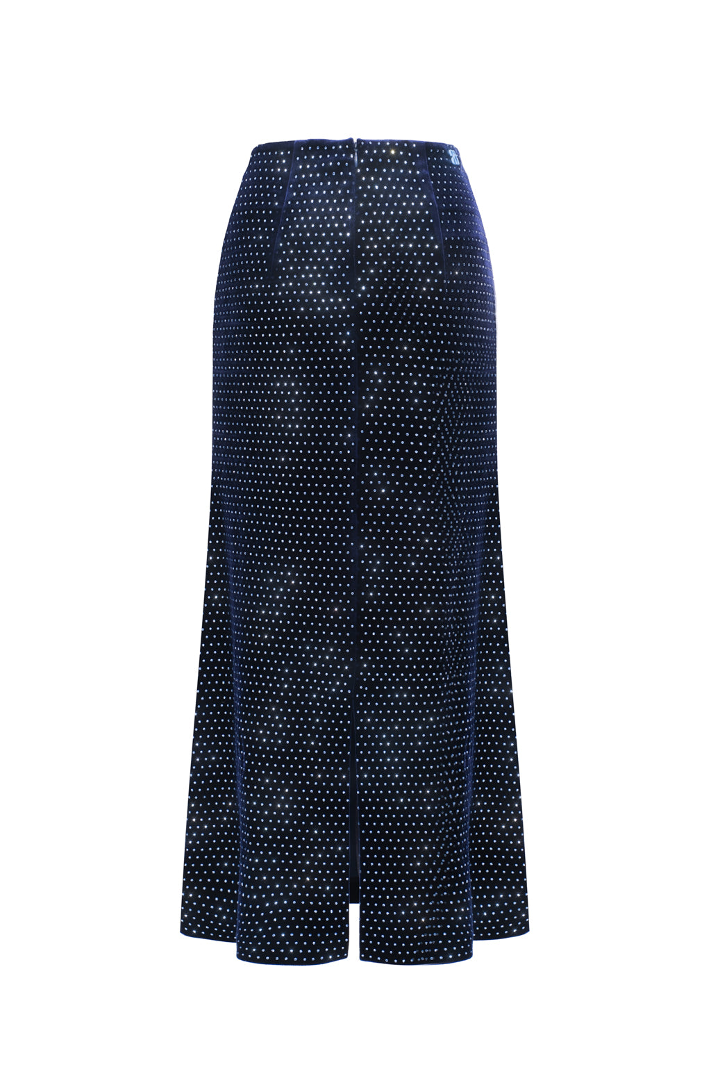 Crystal-embellished velvet midi skirt - palace blue
