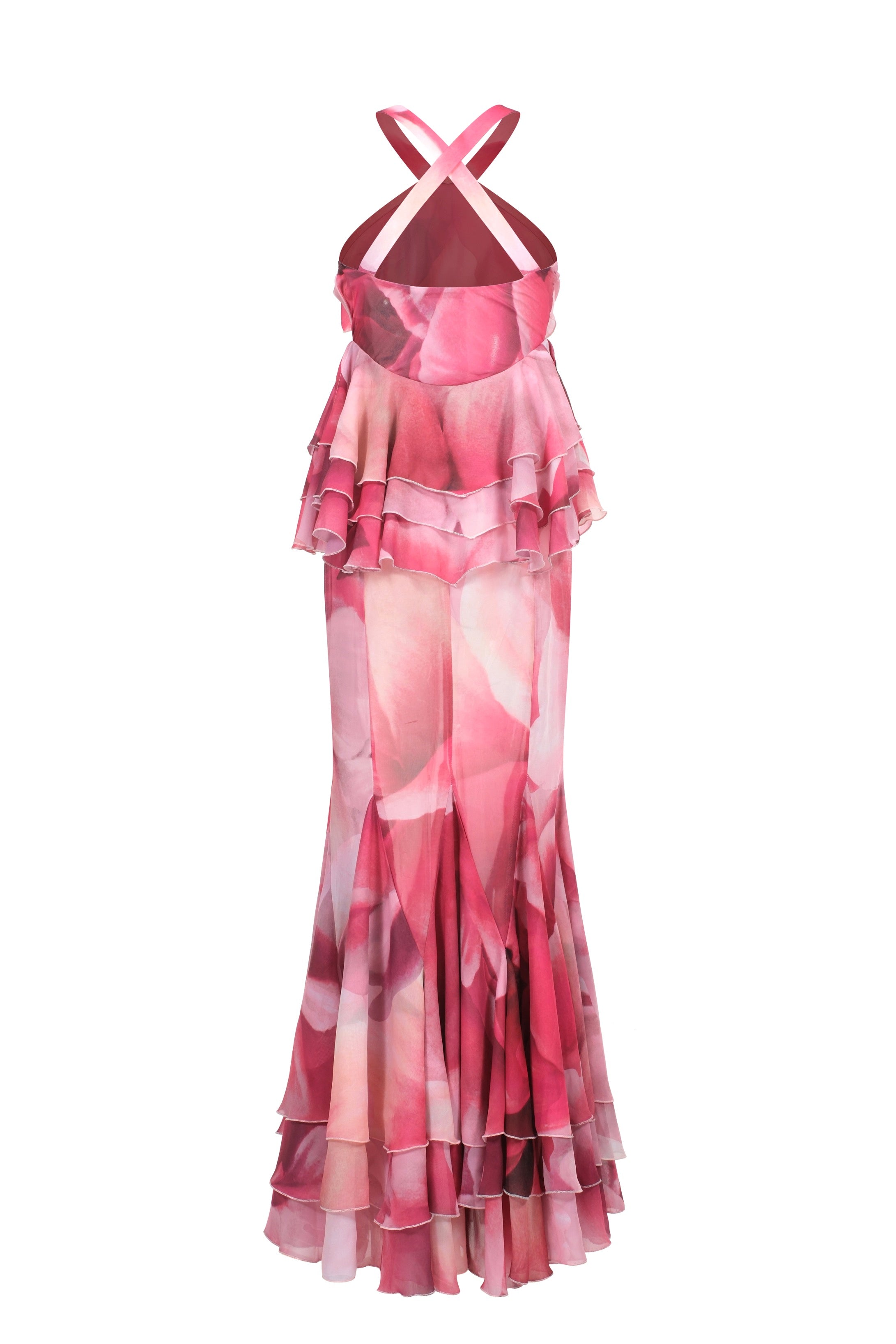 Long ruffled dress - floral print