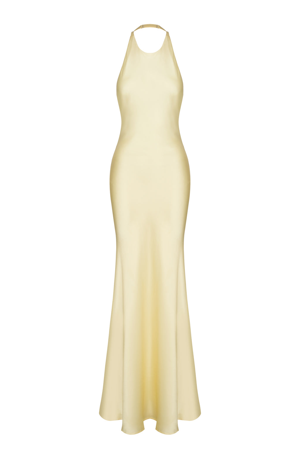 Robe longue en satin avec étole en chiffon - jaune