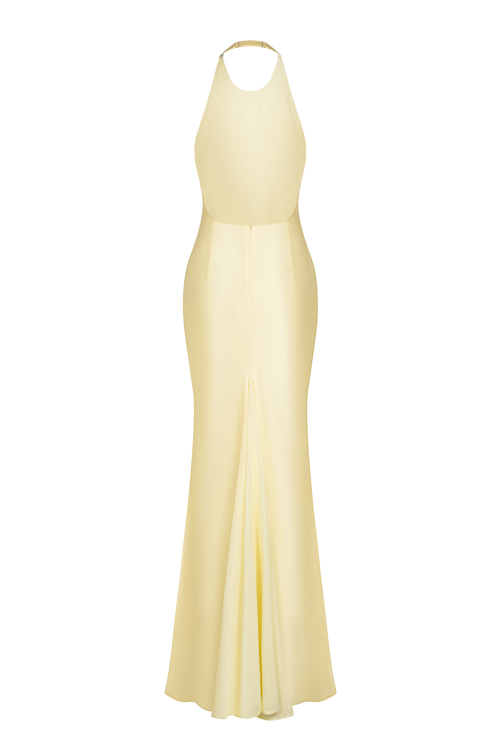 Robe longue en satin avec étole en chiffon - jaune