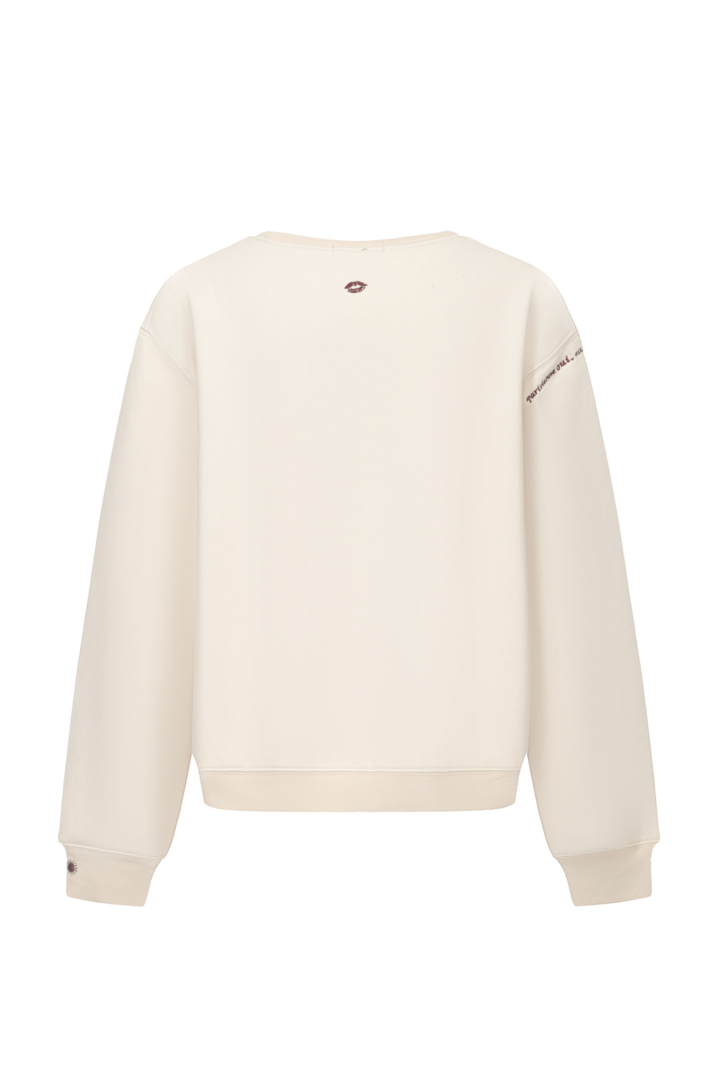 Sweat-shirt en jersey de coton mélangé à broderies - beige