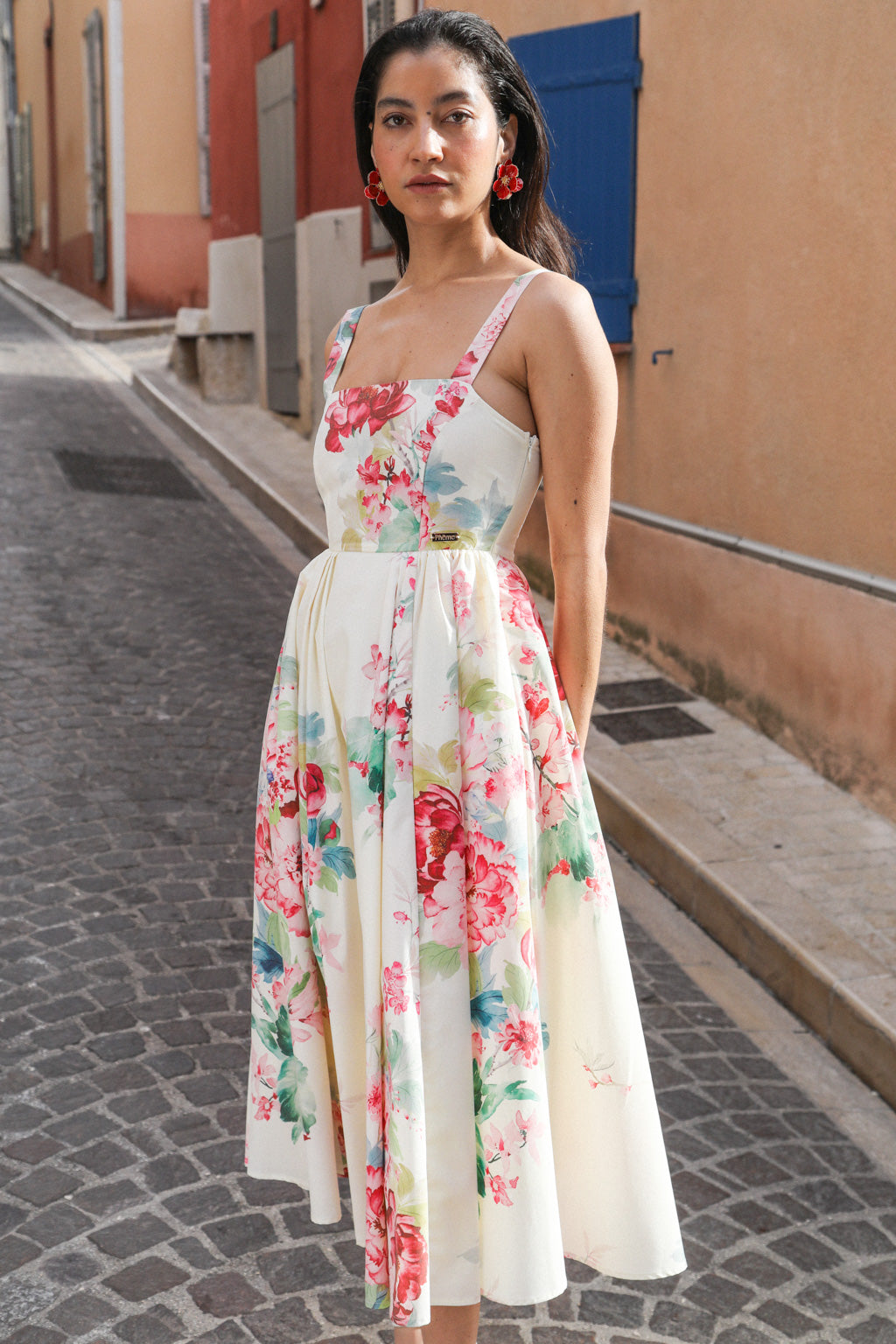 Cotton-blend Midi Dress Peony