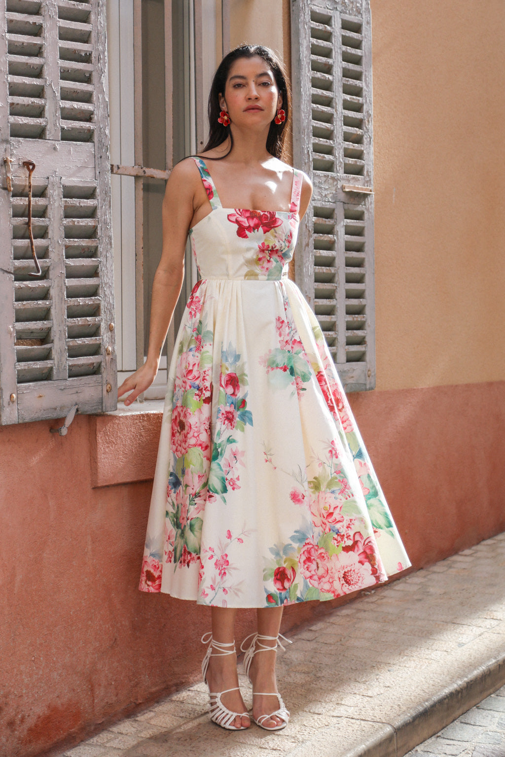Cotton-blend Midi Dress Peony