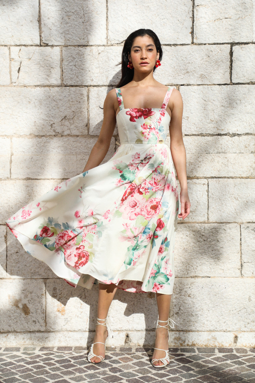 Cotton-blend Midi Dress Peony