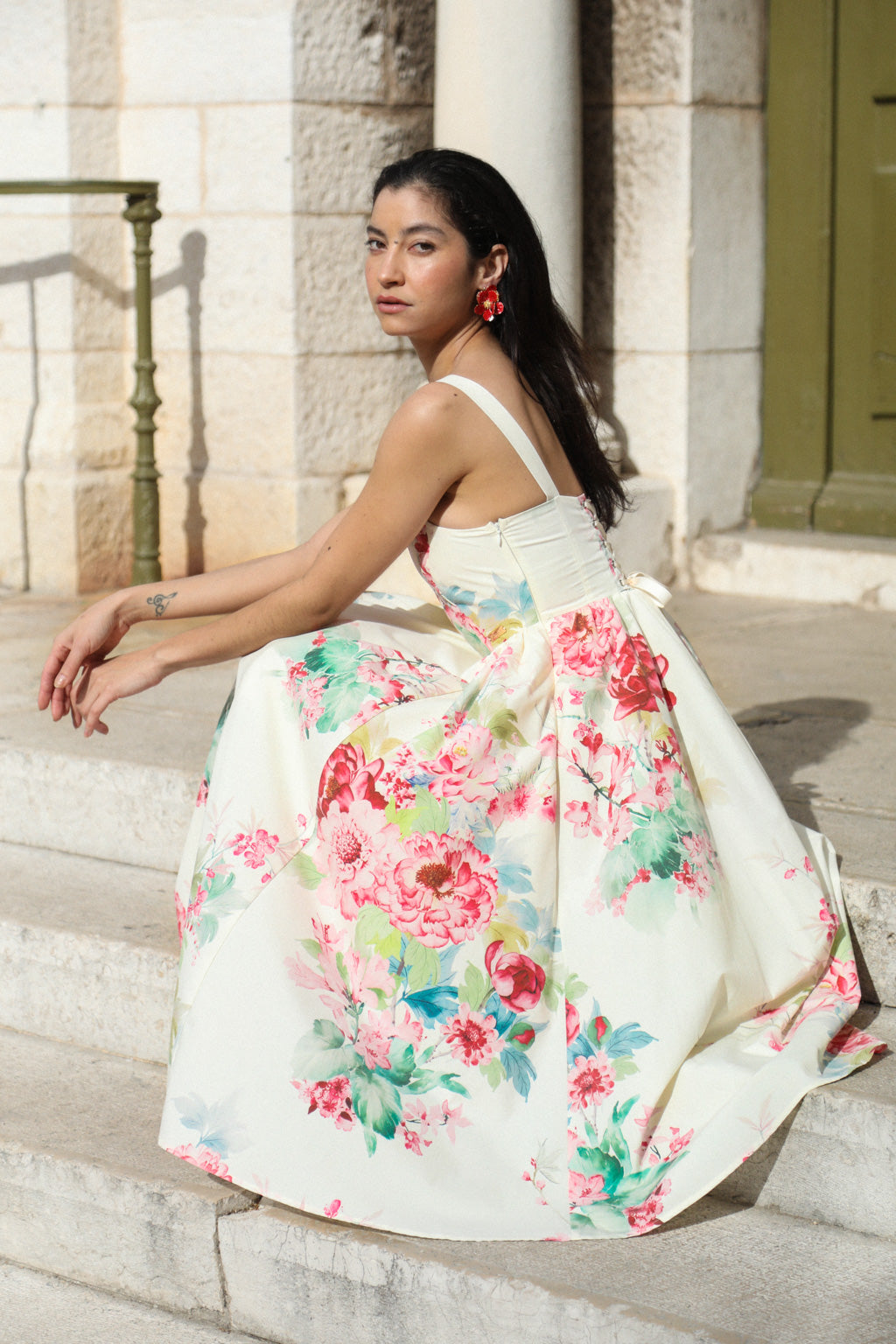 Cotton-blend Midi Dress Peony