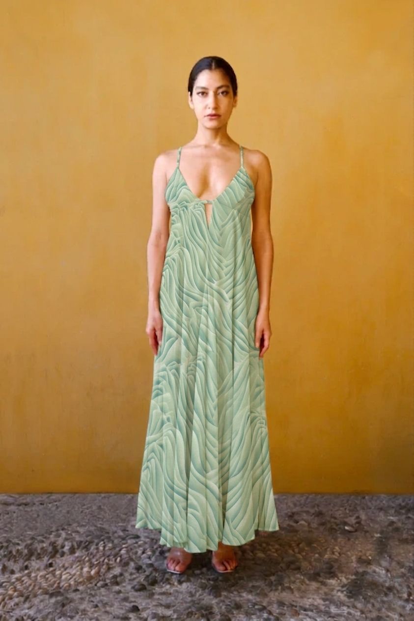 Robe longue en chiffon à imprimé - vert
