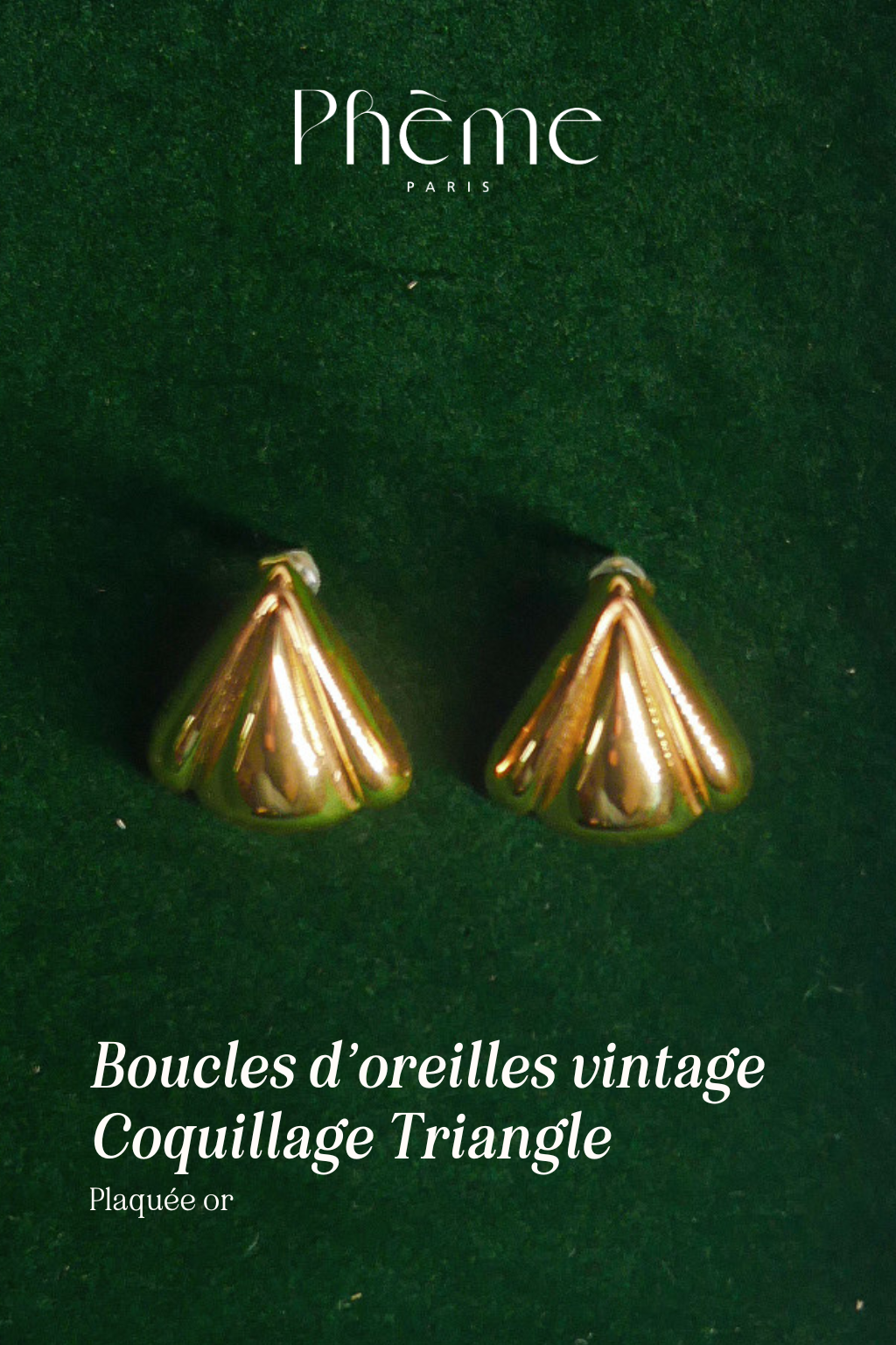 Boucles d'oreilles vintage coquillage triangle - Plaqué or