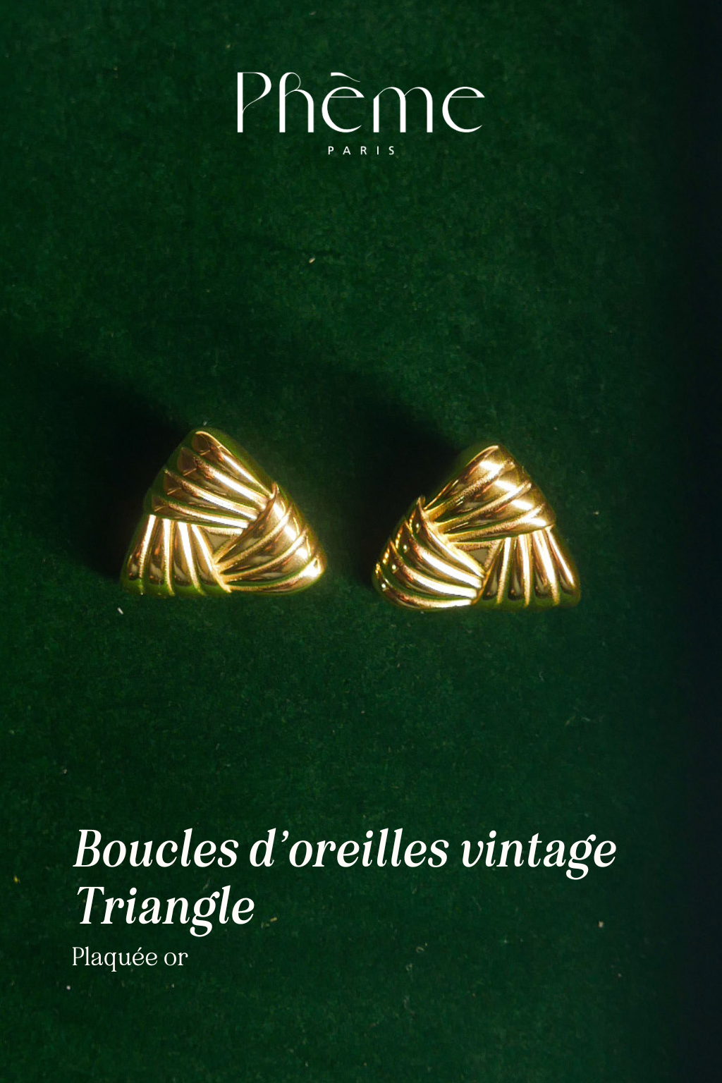 Boucles d'oreilles vintage triangulaires - Plaqué or