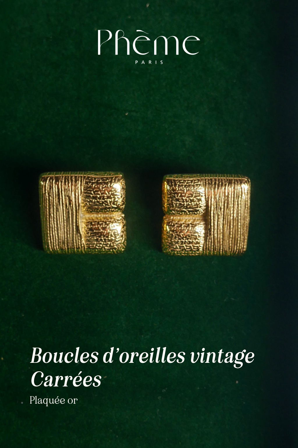 Boucles d'oreilles vintage carrées - Plaqué or