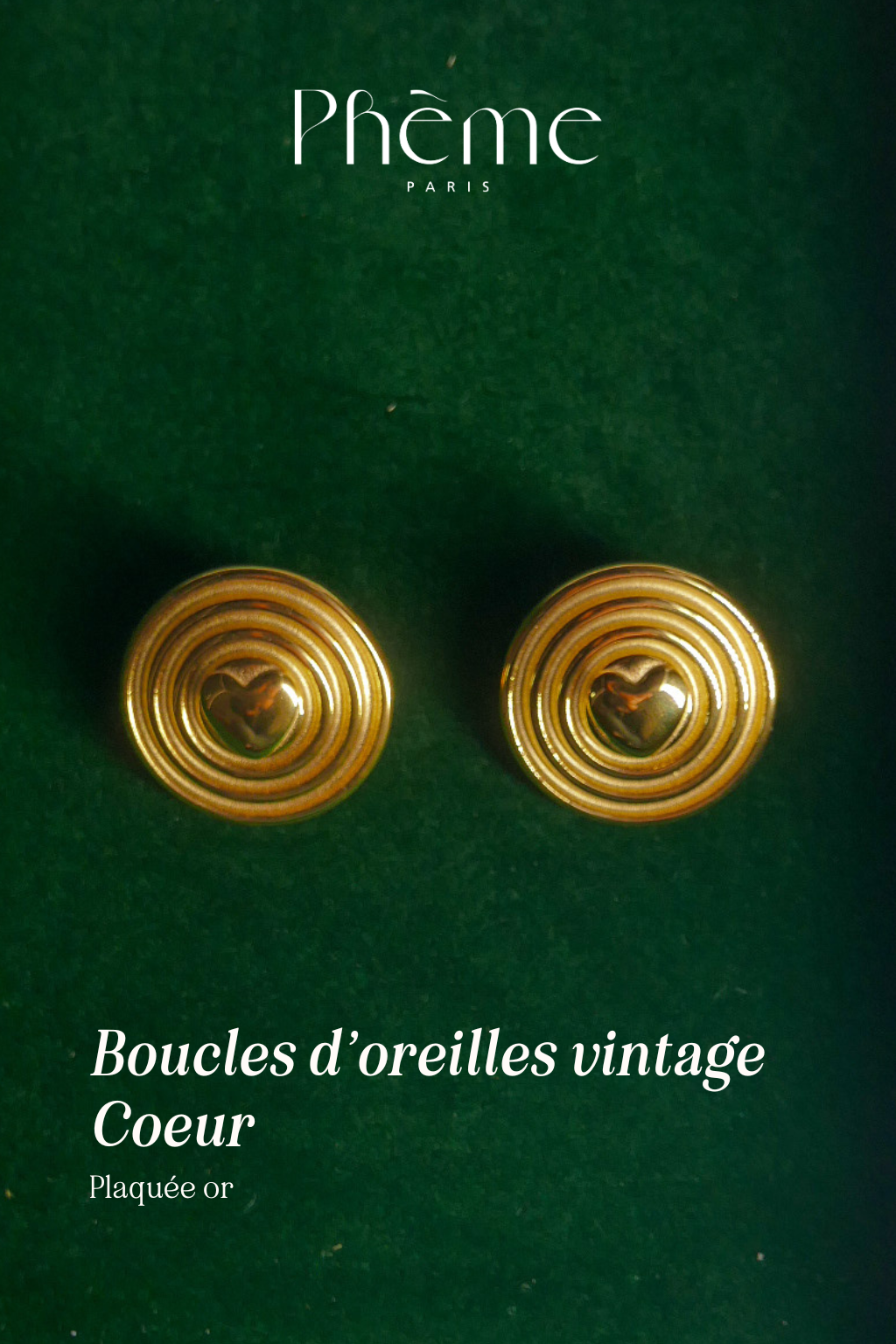 Boucles d'oreilles vintage disque - Plaqué or