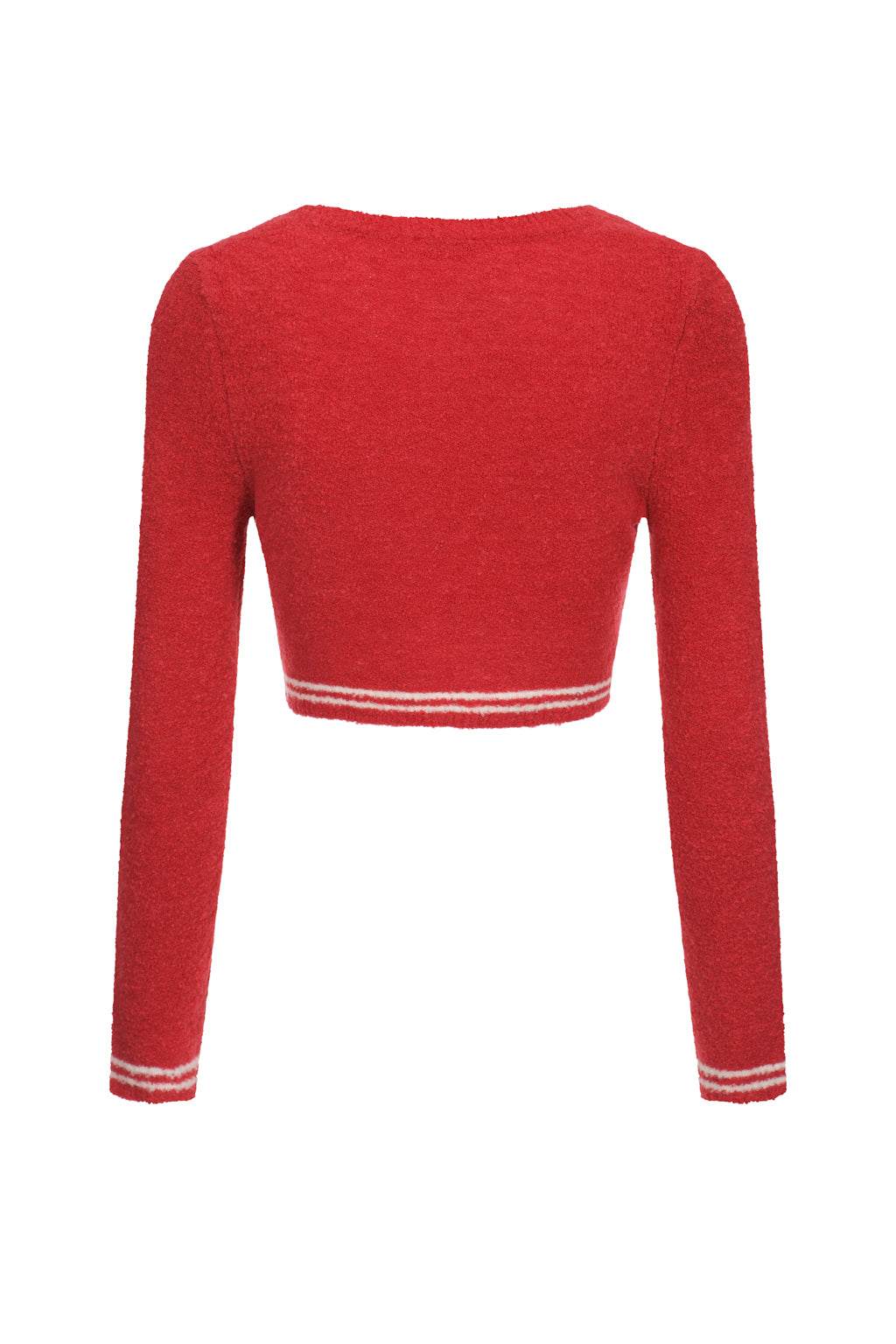 Short Cropped Loop Knit Top - Cherry Red