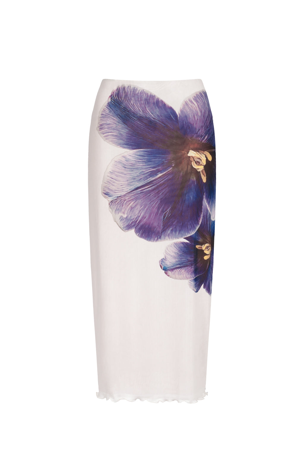 Orchid print tulle midi skirt