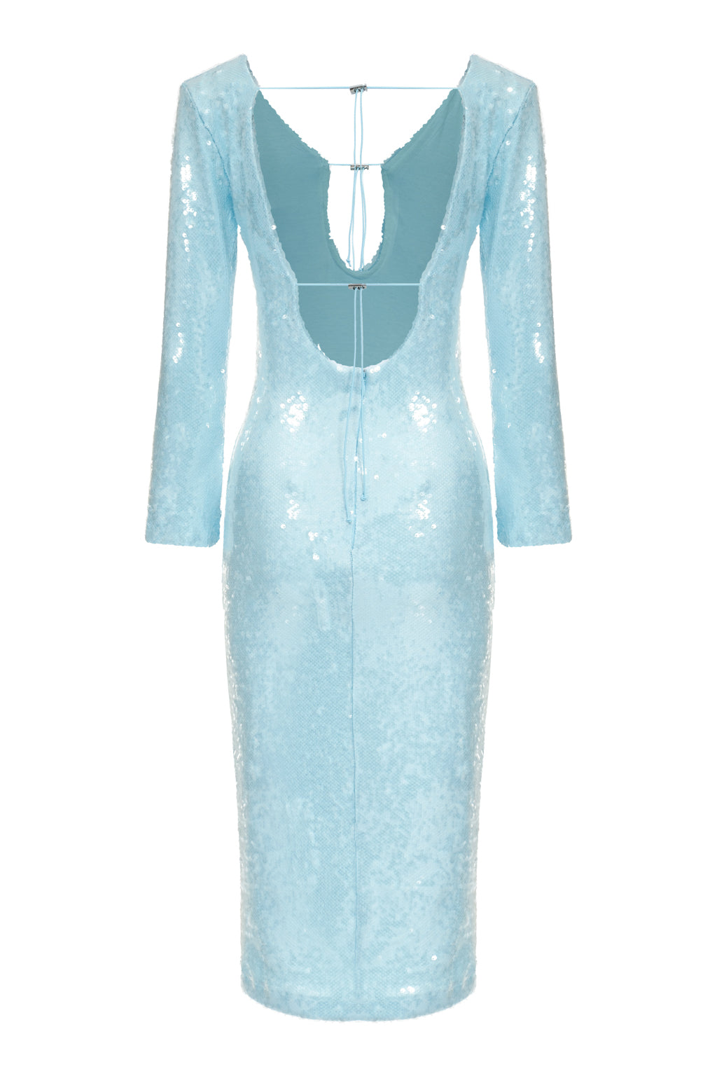 Sequined Stretch-jersey Midi Dress Sky Blue