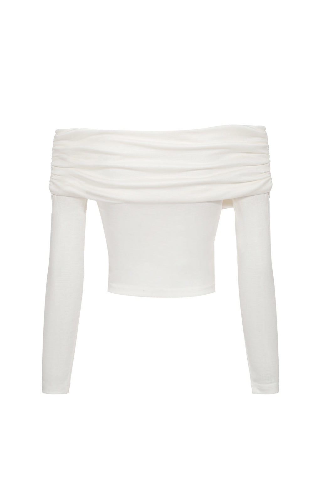 Off-shoulder ruched crossed stretch Lyocell top - off white