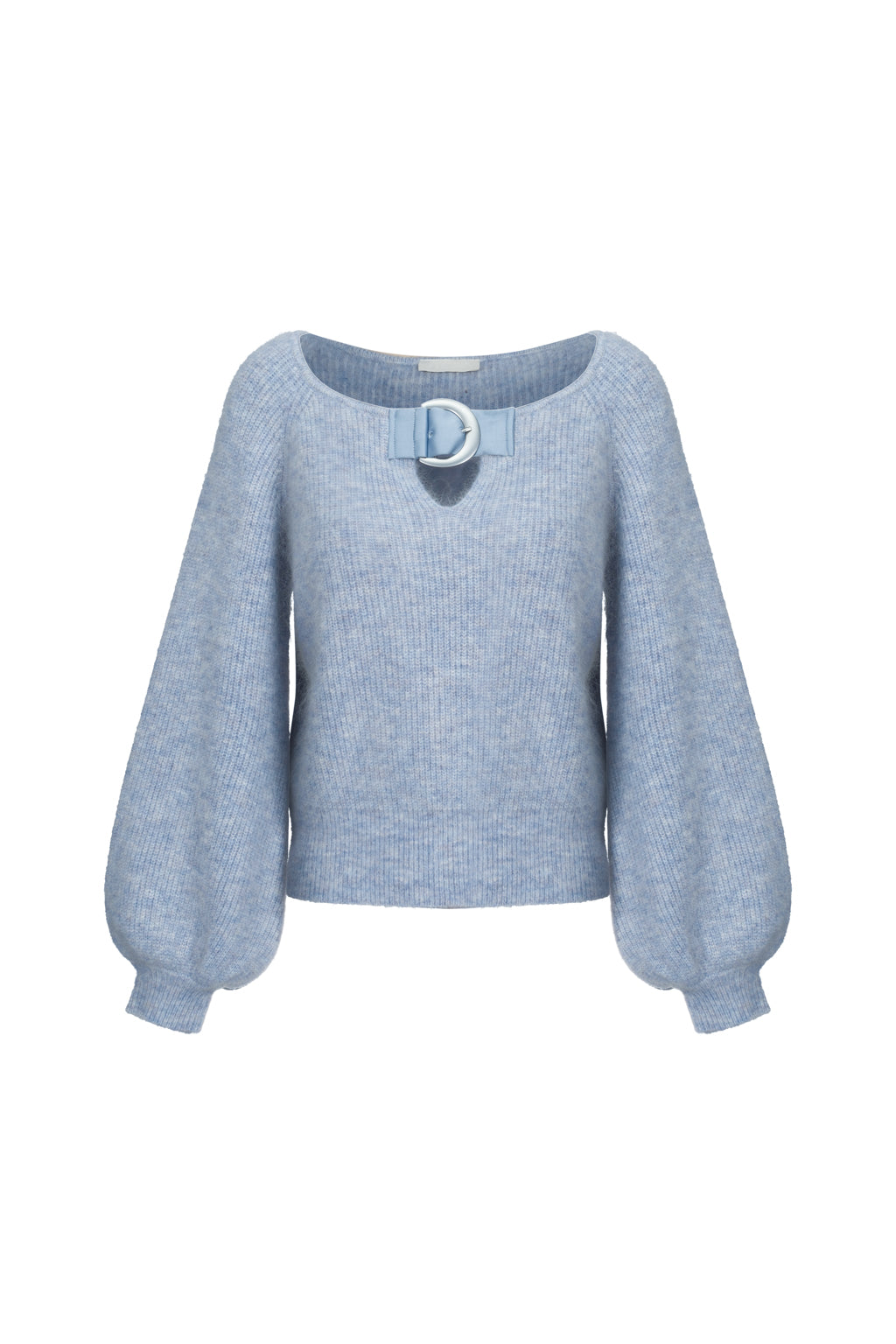 Mohair and wool sweater with belt buckle - Lilac blue