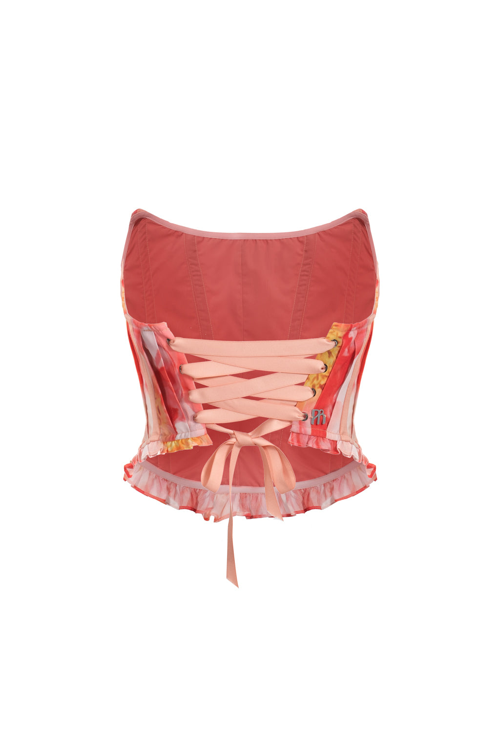 Pleated flower-print corset