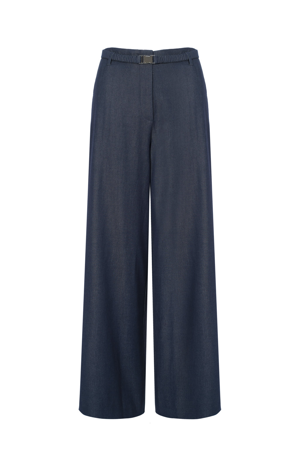 Wide-leg pants with elastic belt - Jeans blue