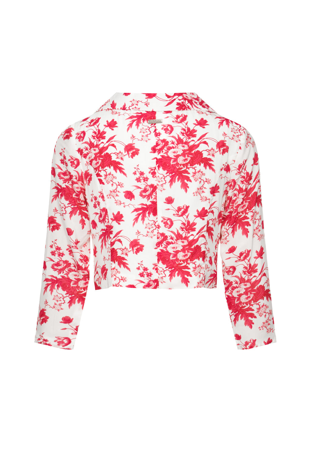 Cropped Tie-front Printed Fine Crepe Shirt Maple