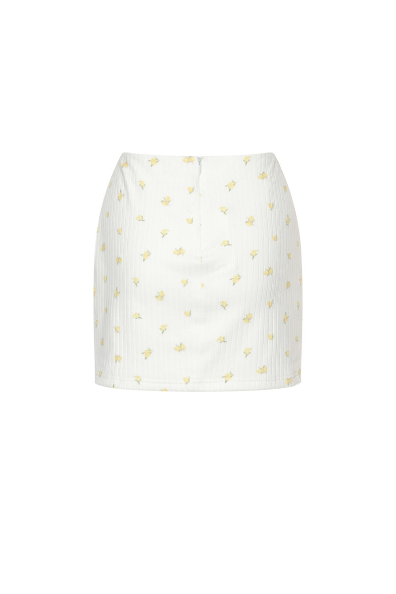 Stretch-knit Mini Skirt with Shorts Lemon