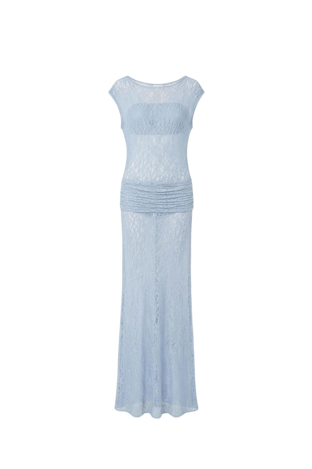 Draped Lace Maxi Dress – Blue