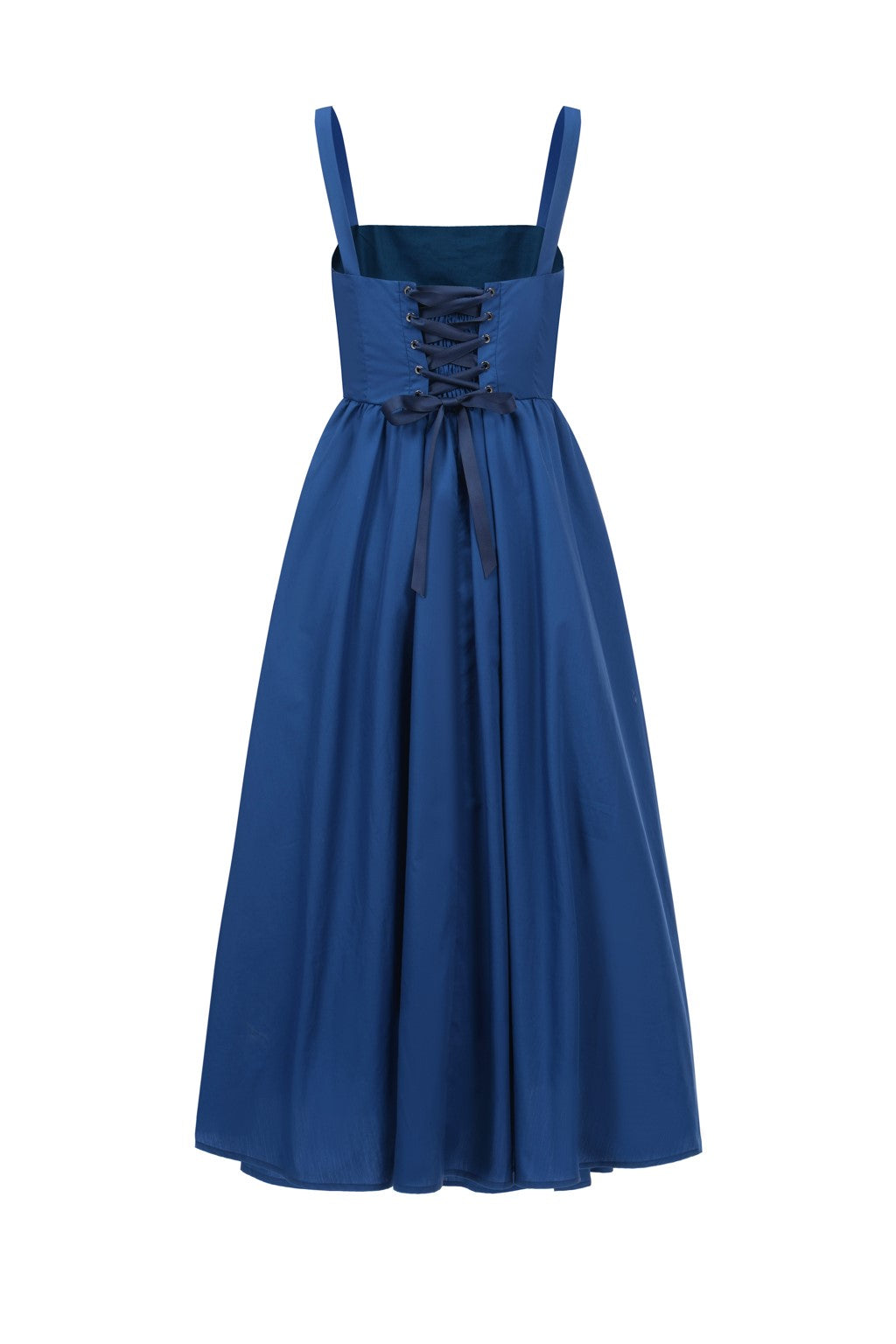 Robe Midi en Coton Mélangé - Bleu Cobalt