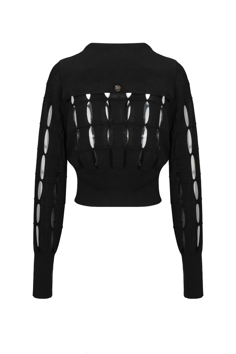Cut-out Knit Sweater in Black