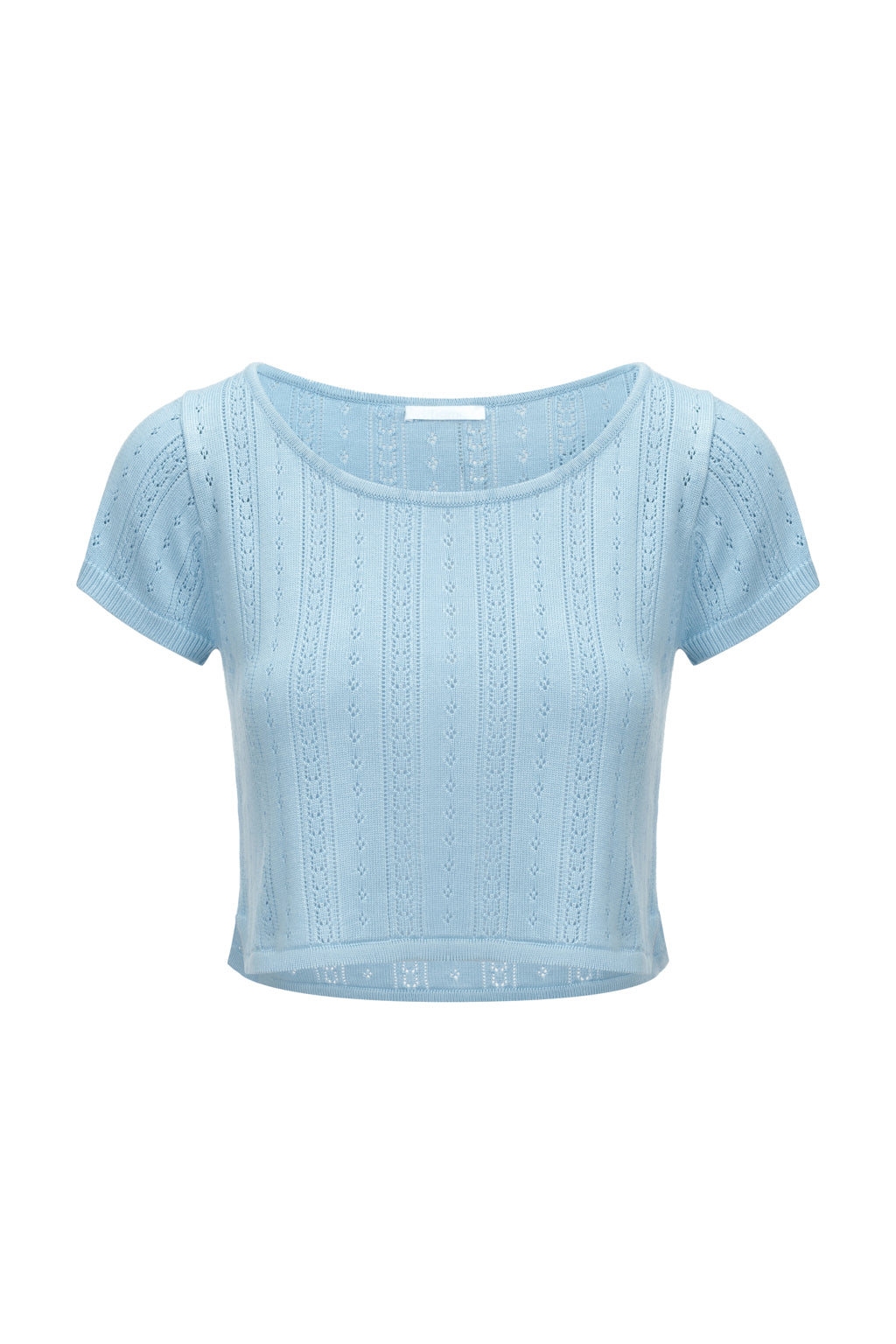 Perforated Knit T-shirt Sky Blue