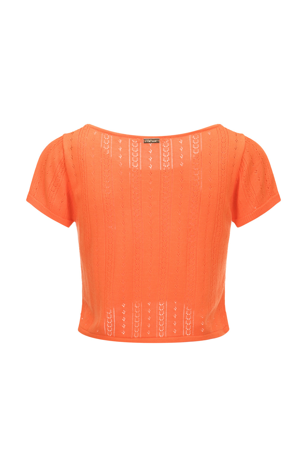 Perforated Knit T-shirt Orange