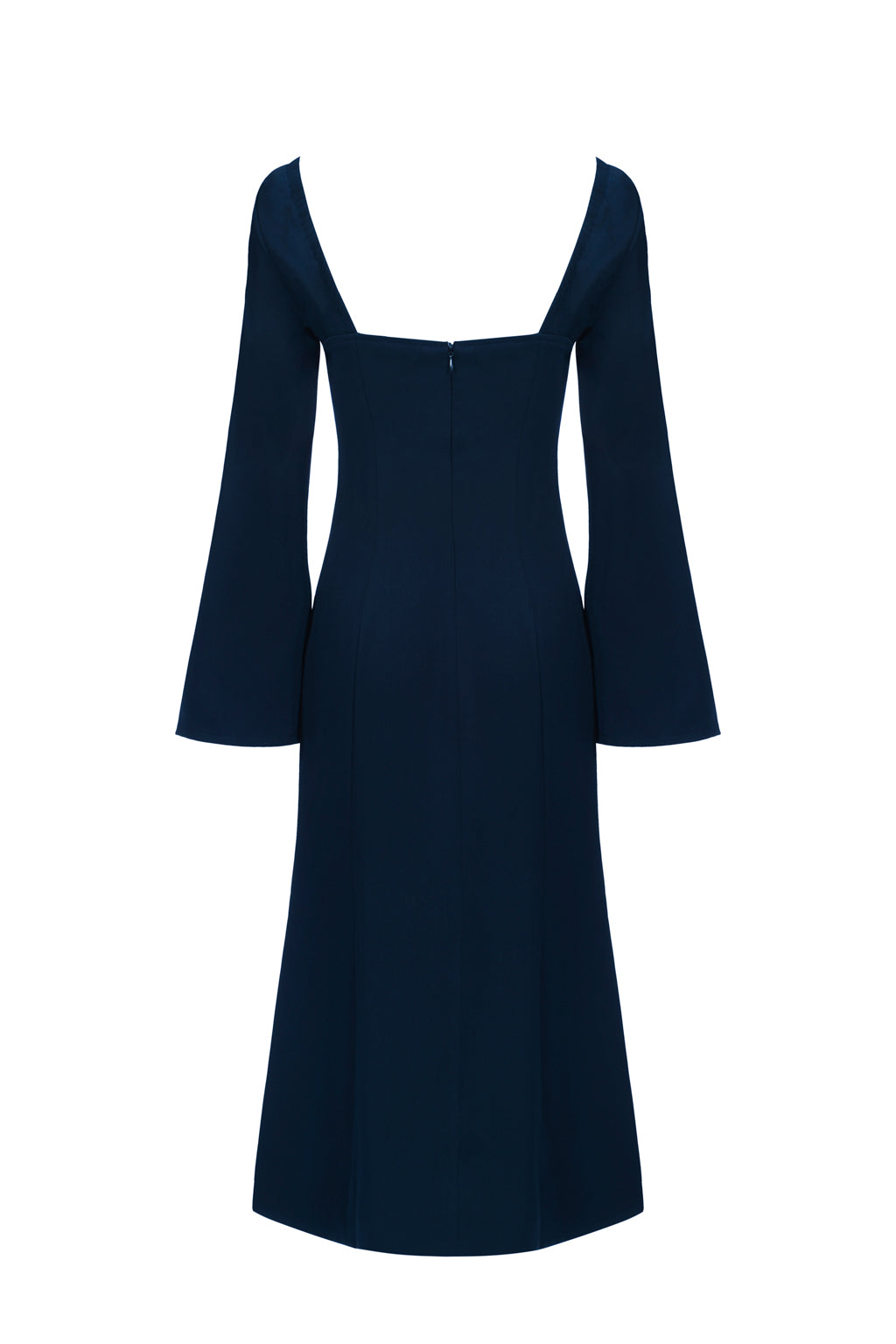 Open Sleeve Midi Dress in Navy Blue