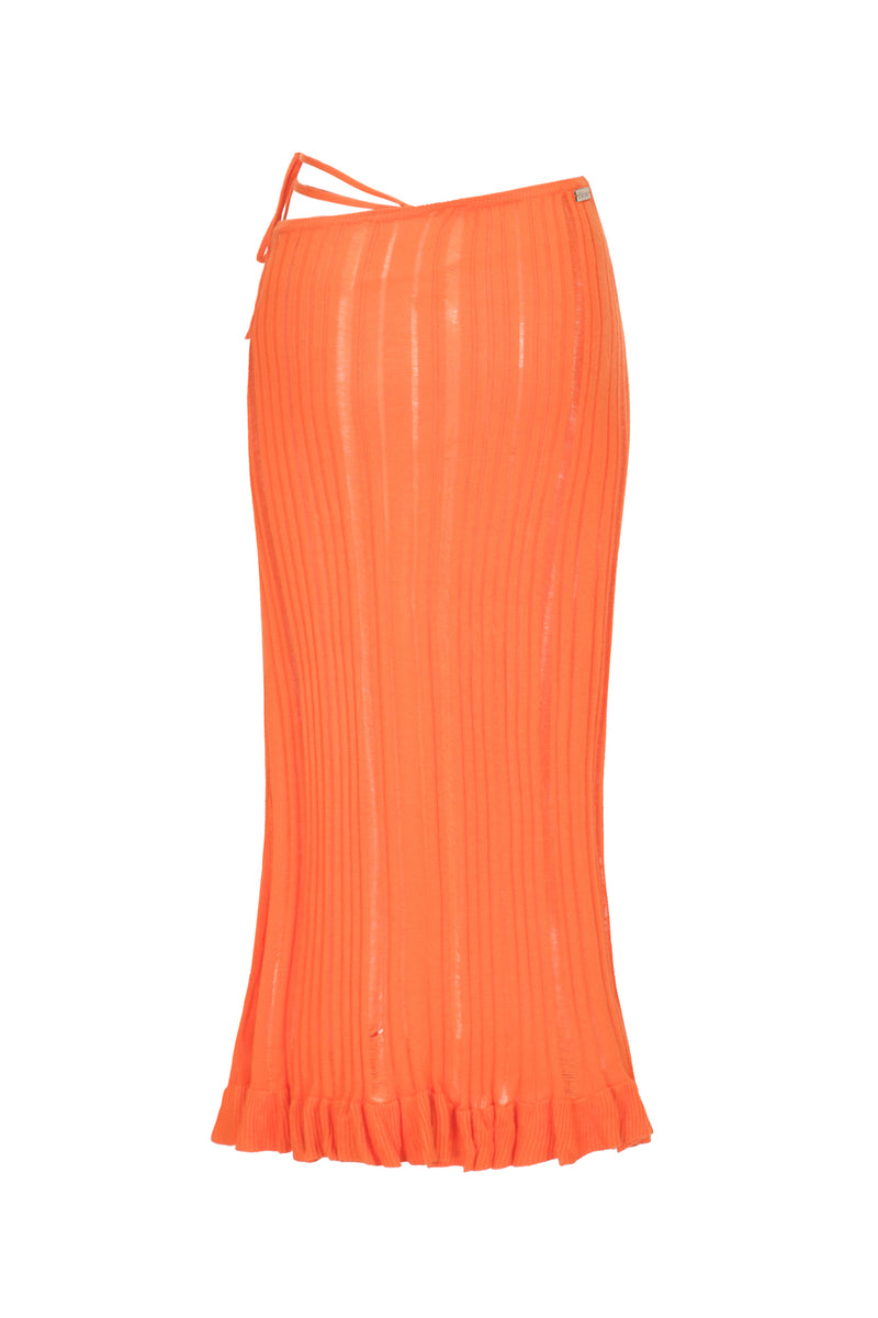Sexiness Ribbed-Knit Skirt Orange