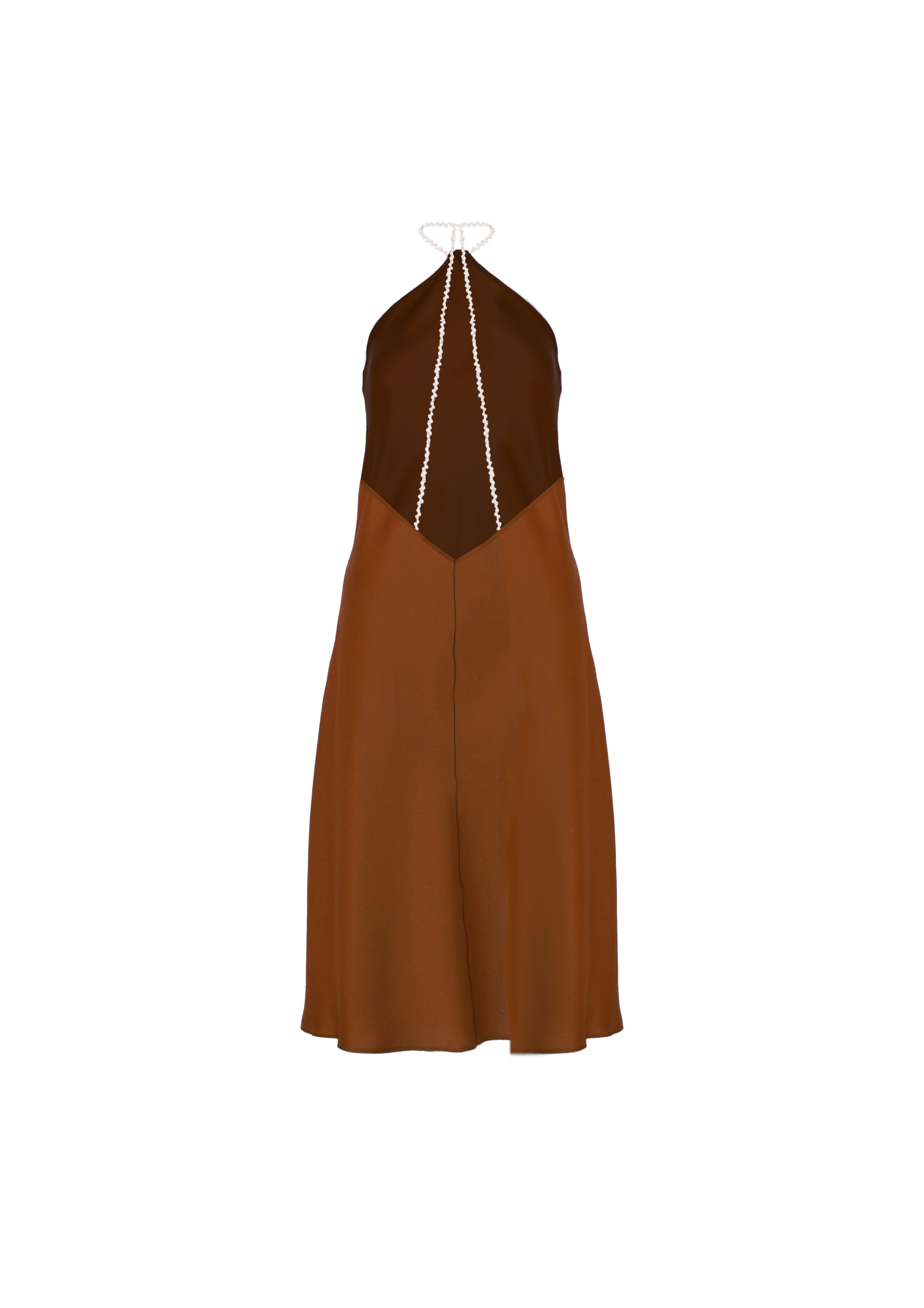 Pearl Chain Halter Dress Bronze 